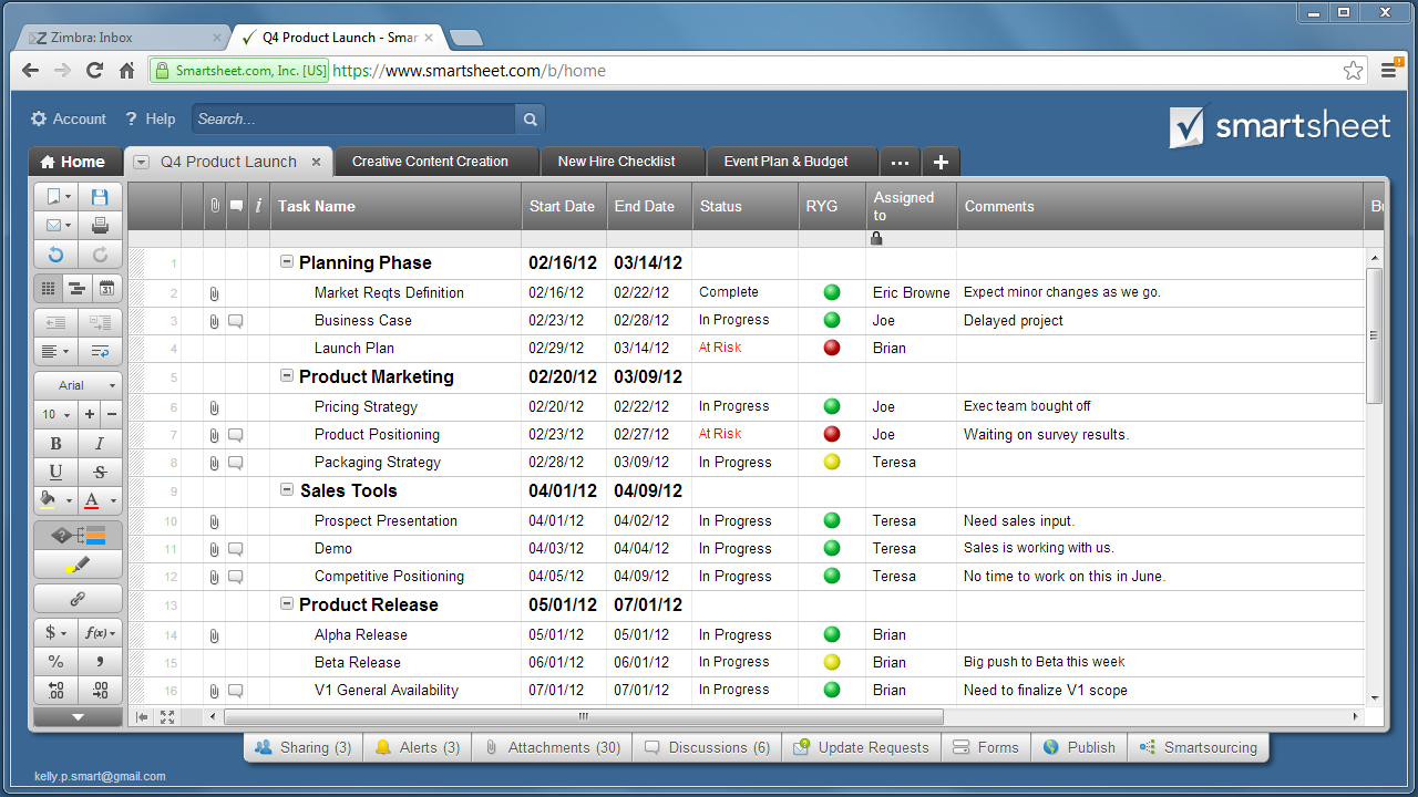 smartsheets project management template